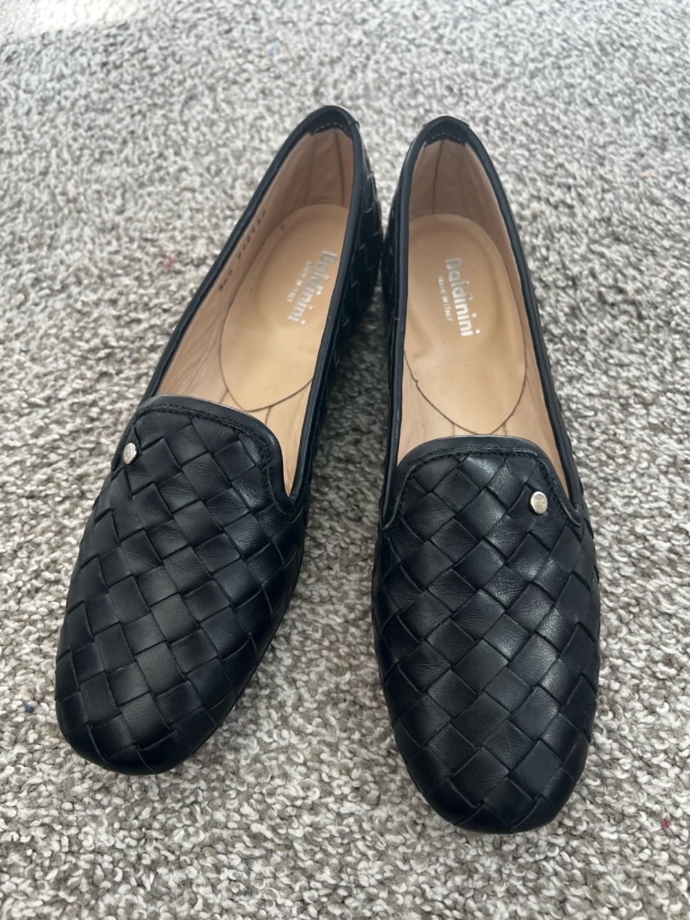Baldinini Black Woven Leather Loafers